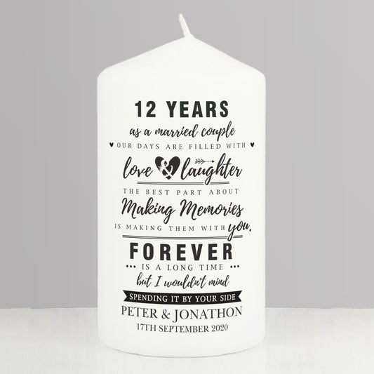 Personalised Typography Anniversary Pillar Candle - image 3