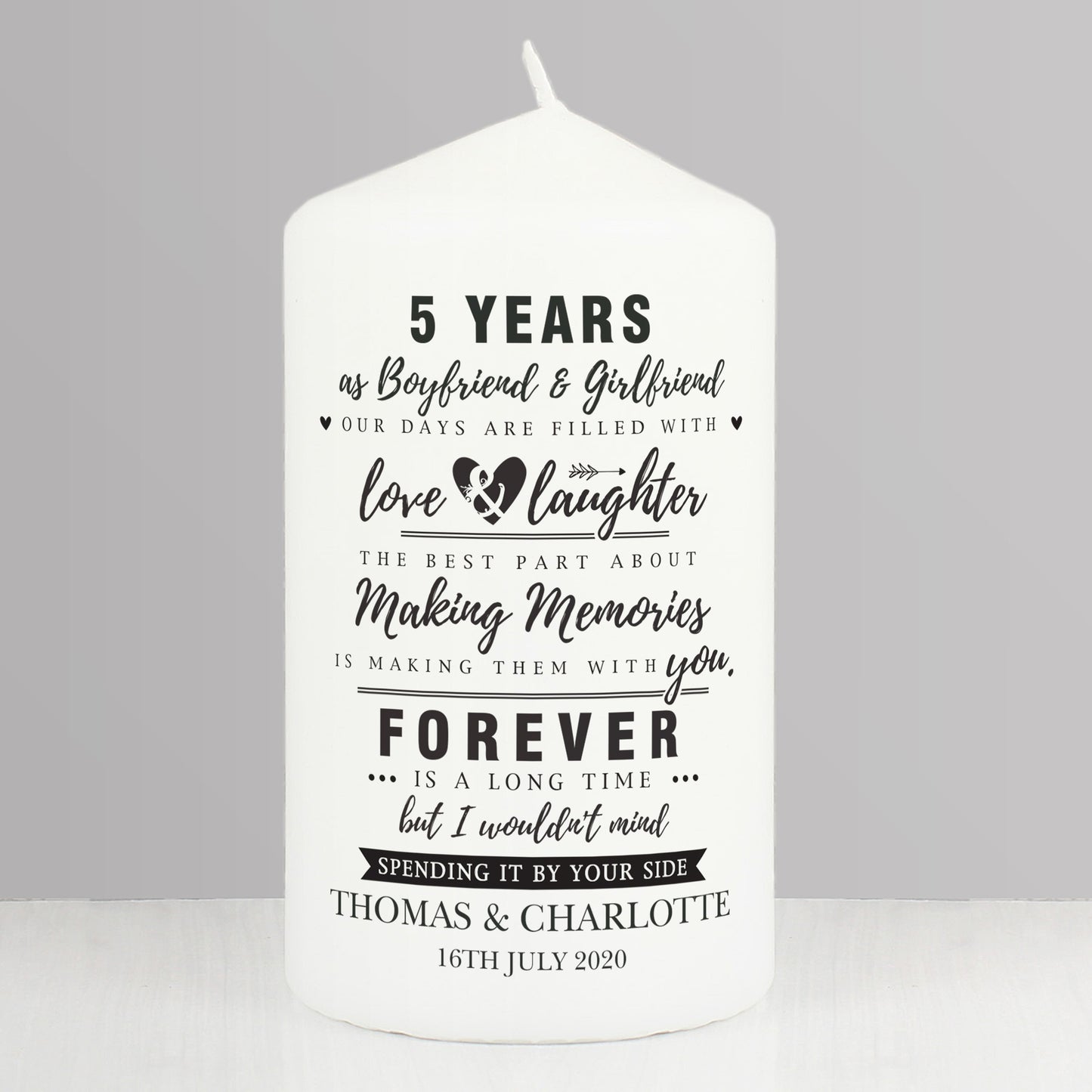 Personalised Typography Anniversary Pillar Candle - image 4