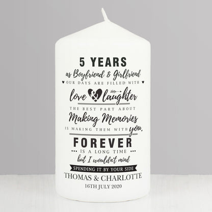 Personalised Typography Anniversary Pillar Candle - image 4