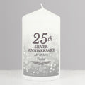 Personalised 25th Silver Anniversary Pillar Candle from Heartfelt Gifts