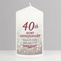 Personalised 40th Ruby Anniversary Pillar Candle from Heartfelt Gifts