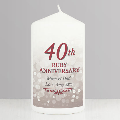 Personalised 40th Ruby Anniversary Pillar Candle - image 5