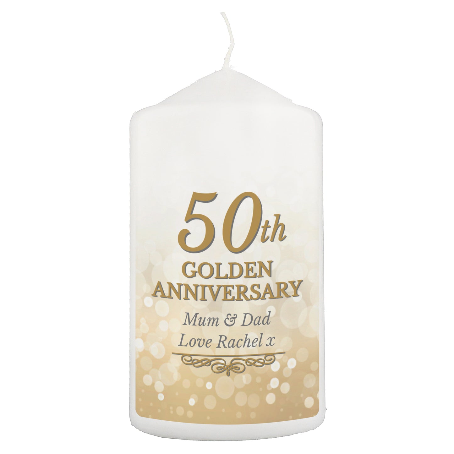 Personalised 50th Golden Anniversary Pillar Candle - image 2