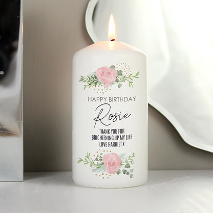 Personalised Abstract Rose Pillar Candle - image 3