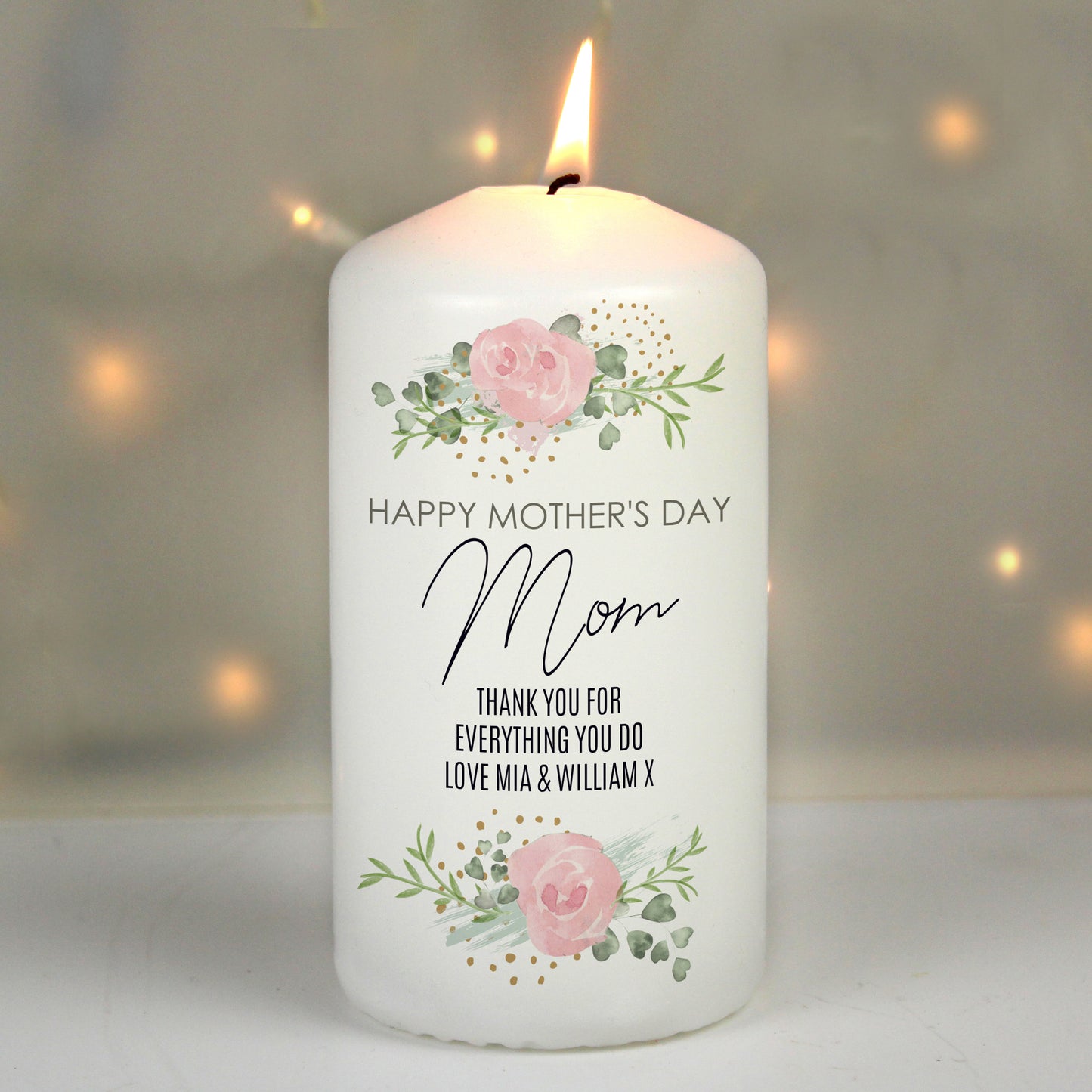 Personalised Abstract Rose Pillar Candle - image 4