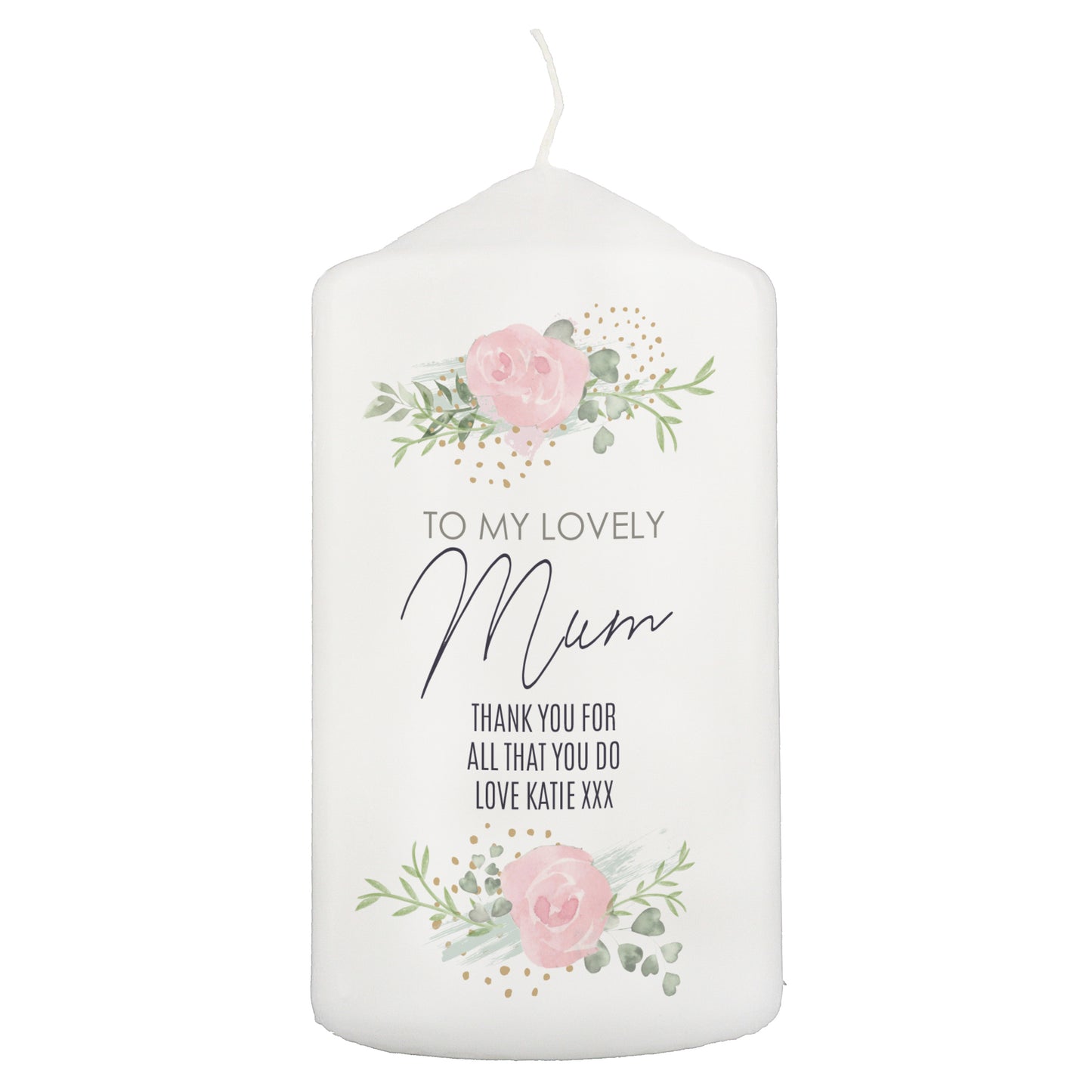 Personalised Abstract Rose Pillar Candle - image 5