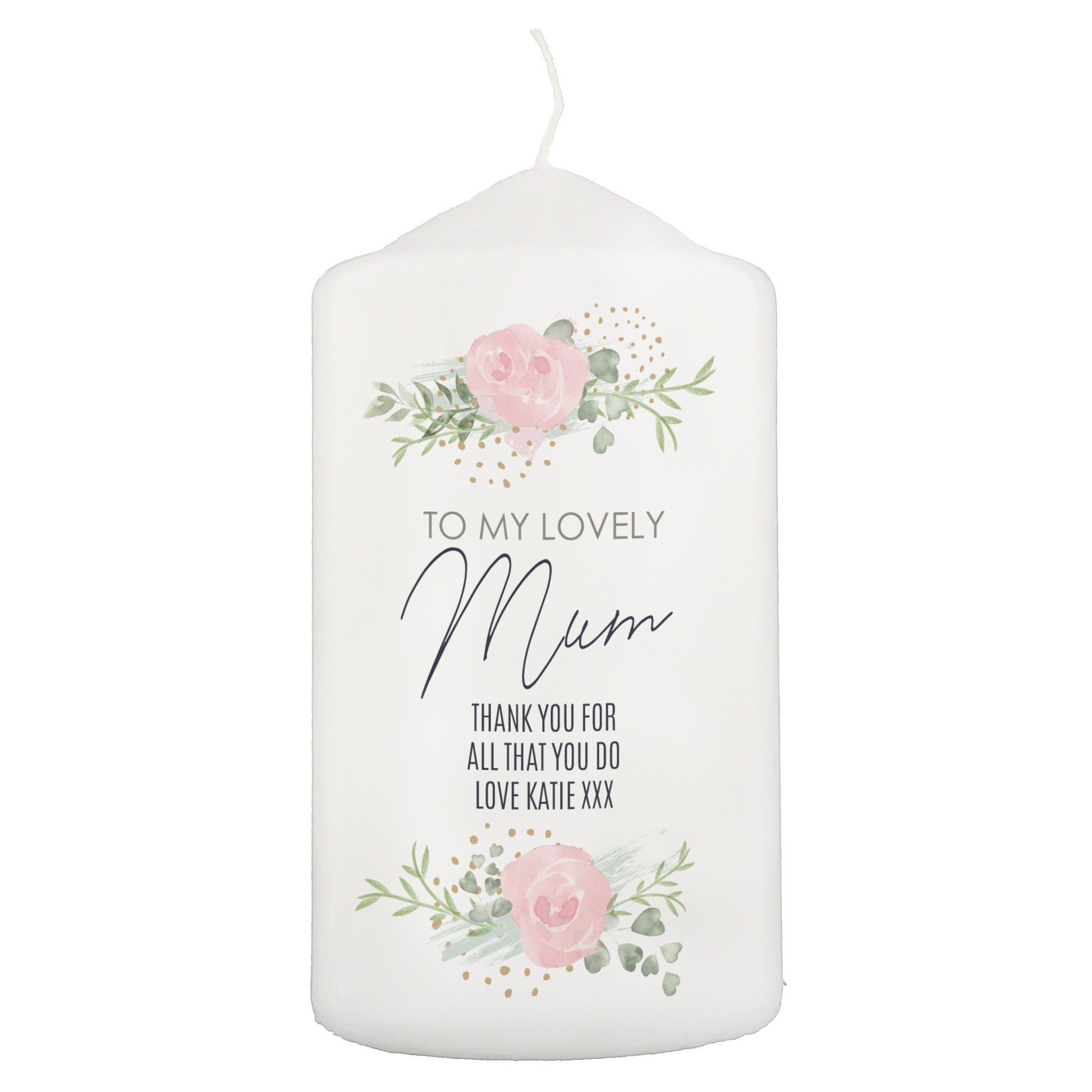 Personalised Abstract Rose Pillar Candle - image 5