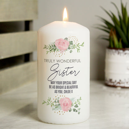 Personalised Abstract Rose Pillar Candle - image 7