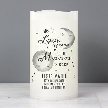 Personalised Baby To The Moon and Back LED Candle from Heartfelt Gifts