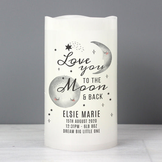Personalised Baby To The Moon and Back LED Candle from Heartfelt Gifts