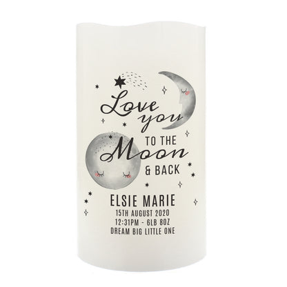 Personalised Baby To The Moon and Back LED Candle - image 2