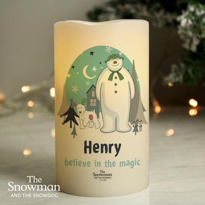 Personalised The Snowman and the Snowdog LED Candle from Heartfelt Gifts