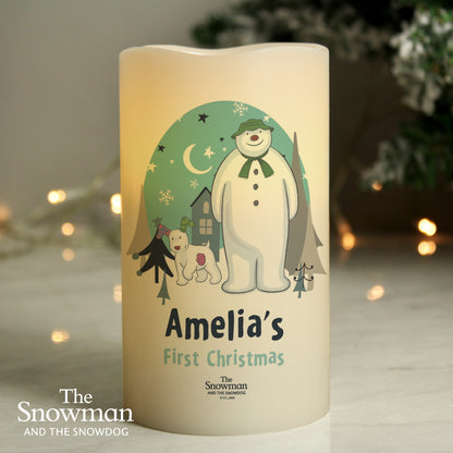 Personalised The Snowman and the Snowdog LED Candle - image 2