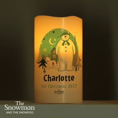 Personalised The Snowman and the Snowdog LED Candle - image 4