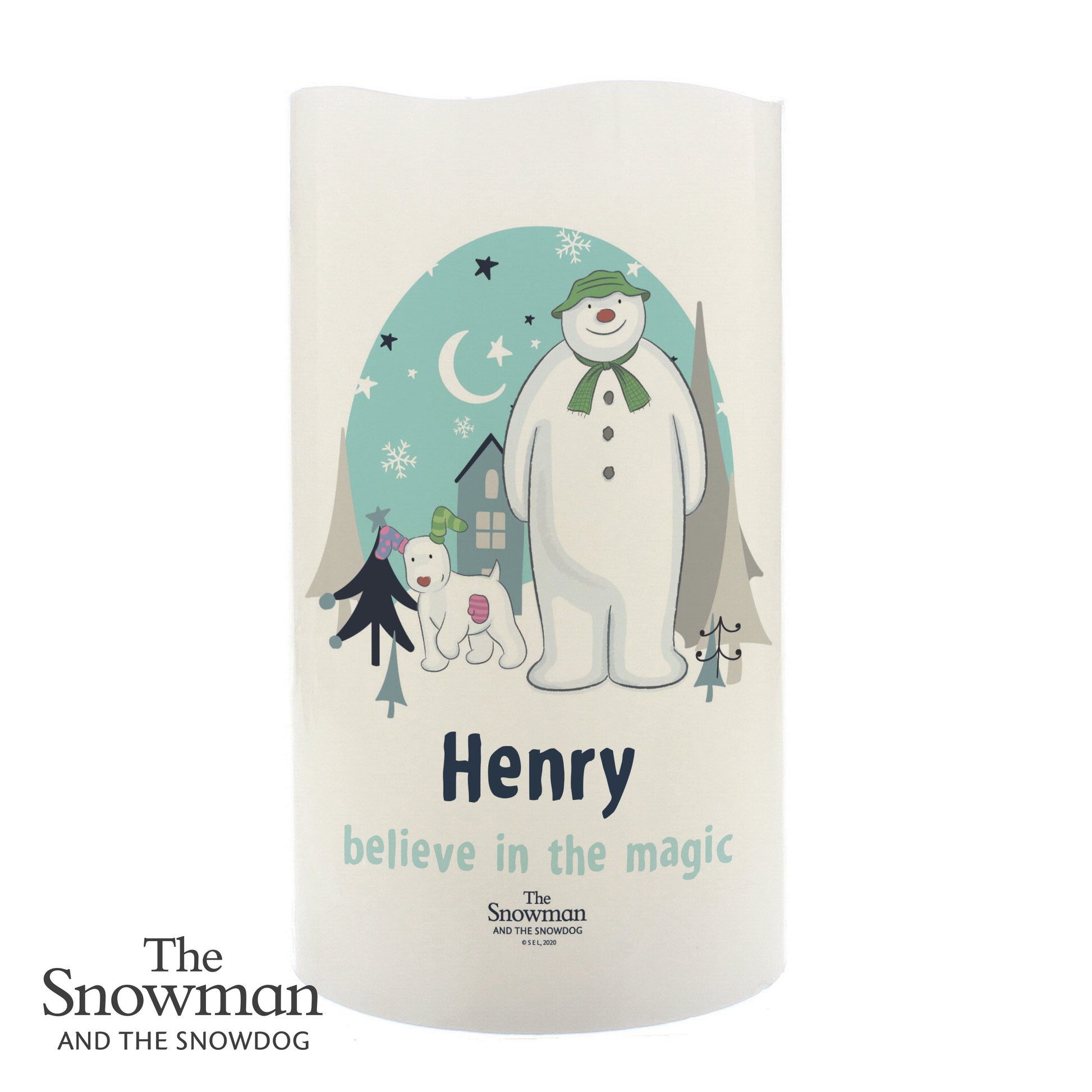 Personalised The Snowman and the Snowdog LED Candle - image 5
