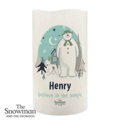 Personalised The Snowman and the Snowdog LED Candle - image 5