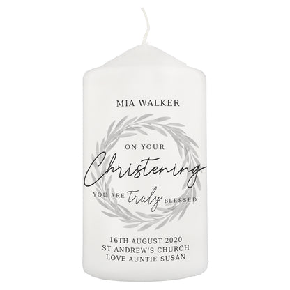 Personalised 'Truly Blessed' Christening Pillar Candle - image 2