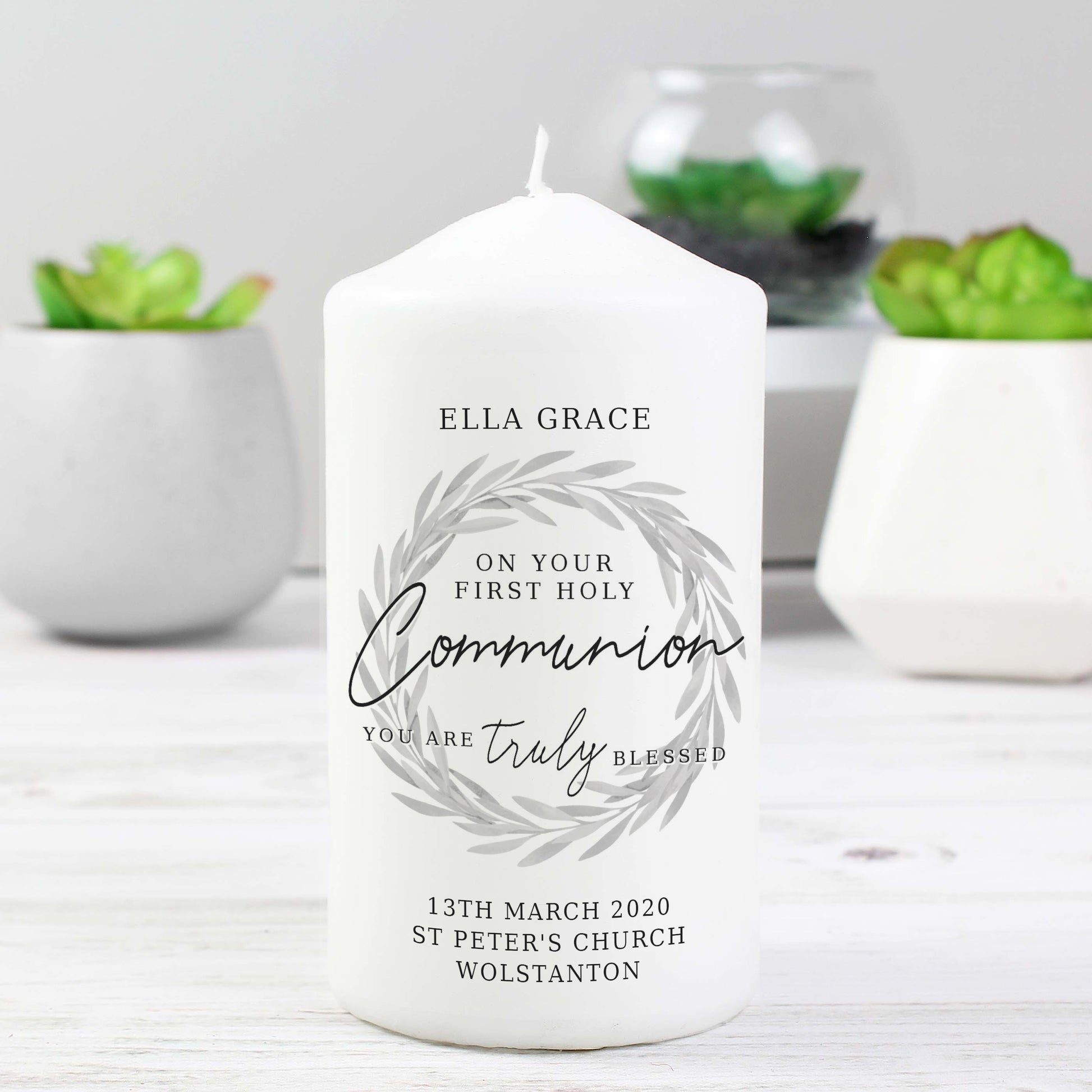 Personalised 'Truly Blessed' First Holy Communion Pillar Candle - image 3