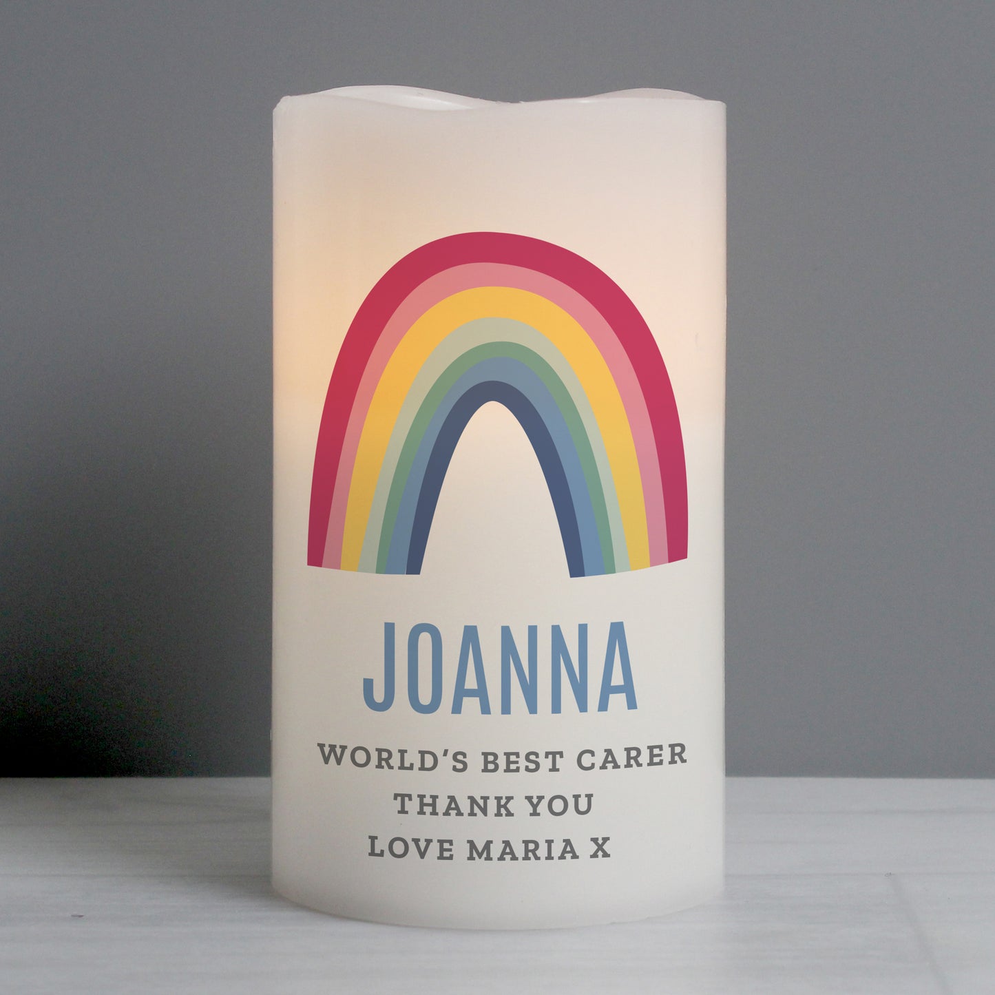 Personalised Rainbow LED Candle from Heartfelt Gifts