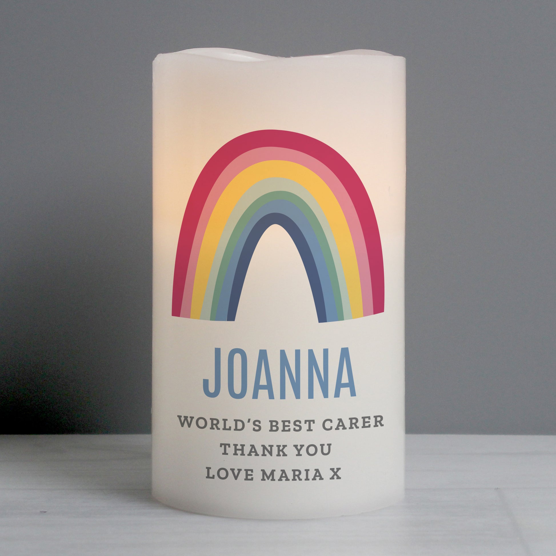 Personalised Rainbow LED Candle from Heartfelt Gifts