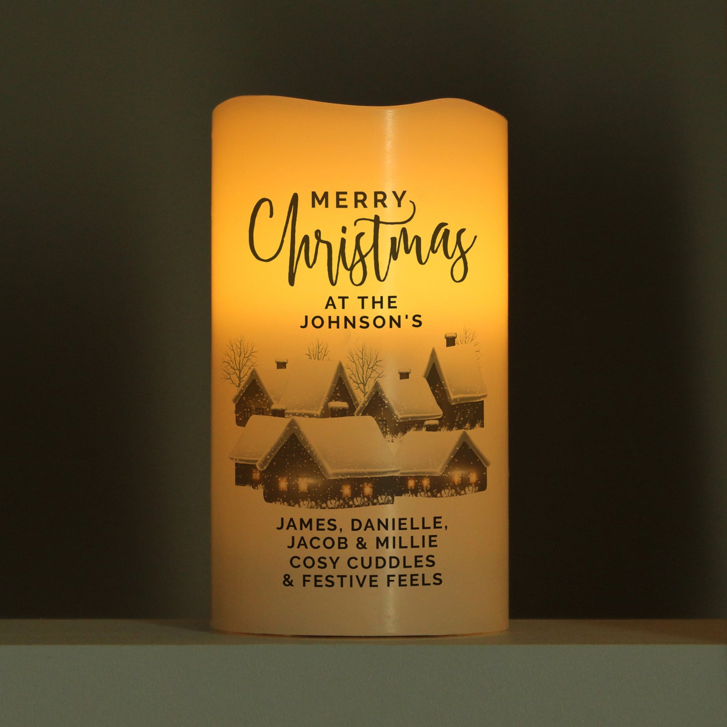 Personalised Christmas Town LED Candle - image 4