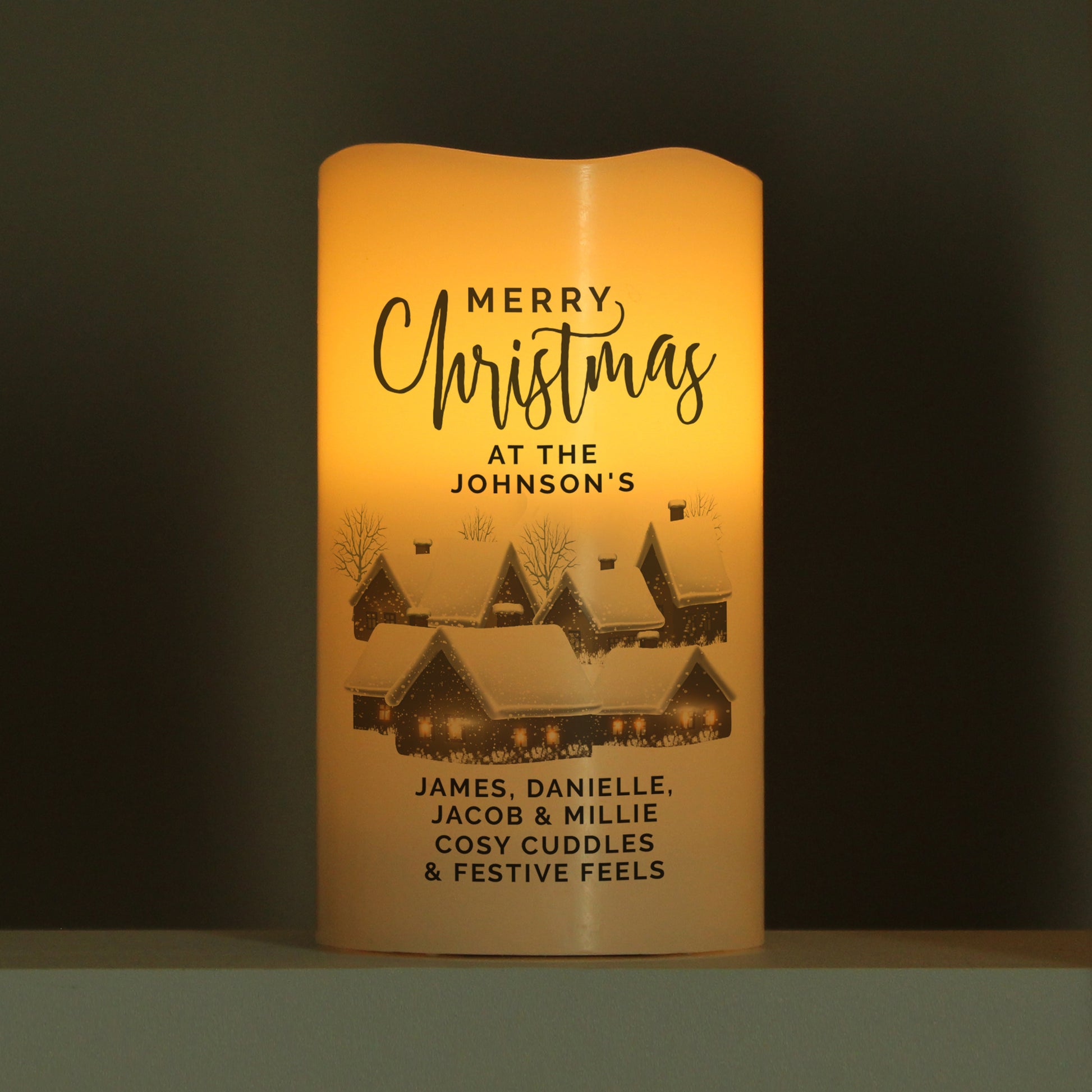 Personalised Christmas Town LED Candle - image 4