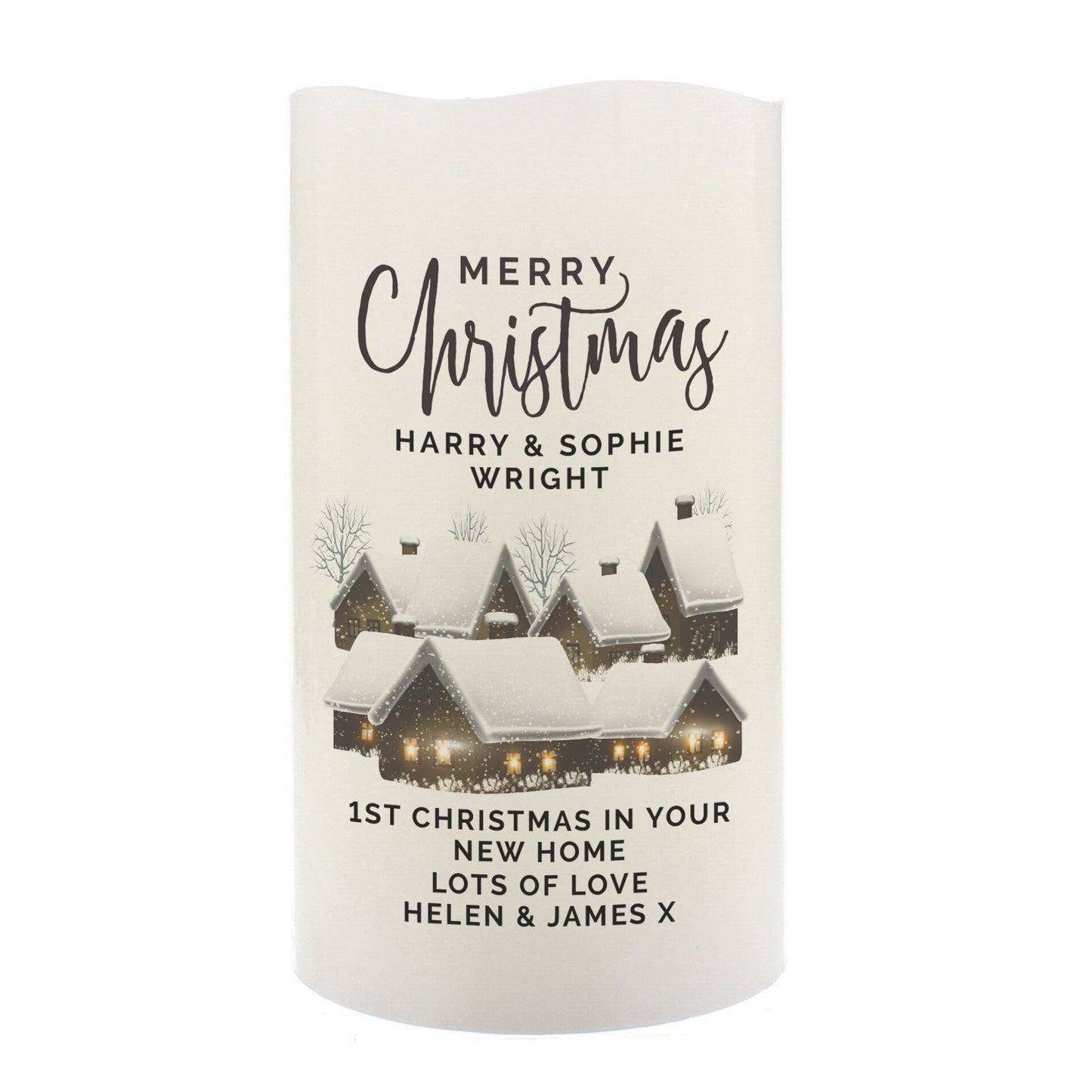 Personalised Christmas Town LED Candle - image 5