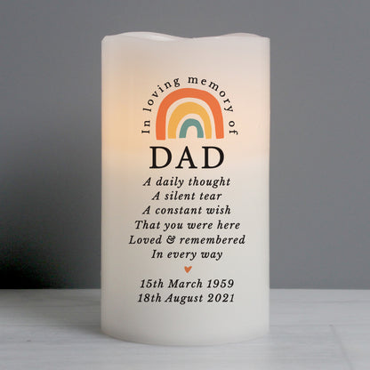 Personalised In Loving Memory Rainbow LED candle from Heartfelt Gifts