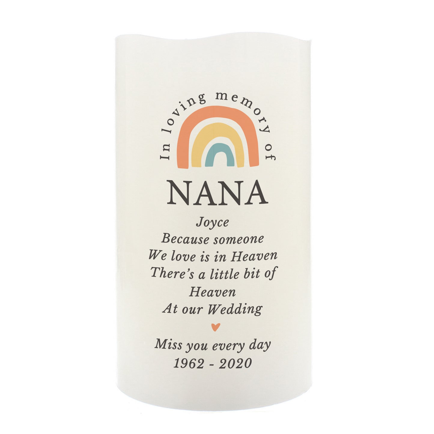 Personalised In Loving Memory Rainbow LED candle - image 2