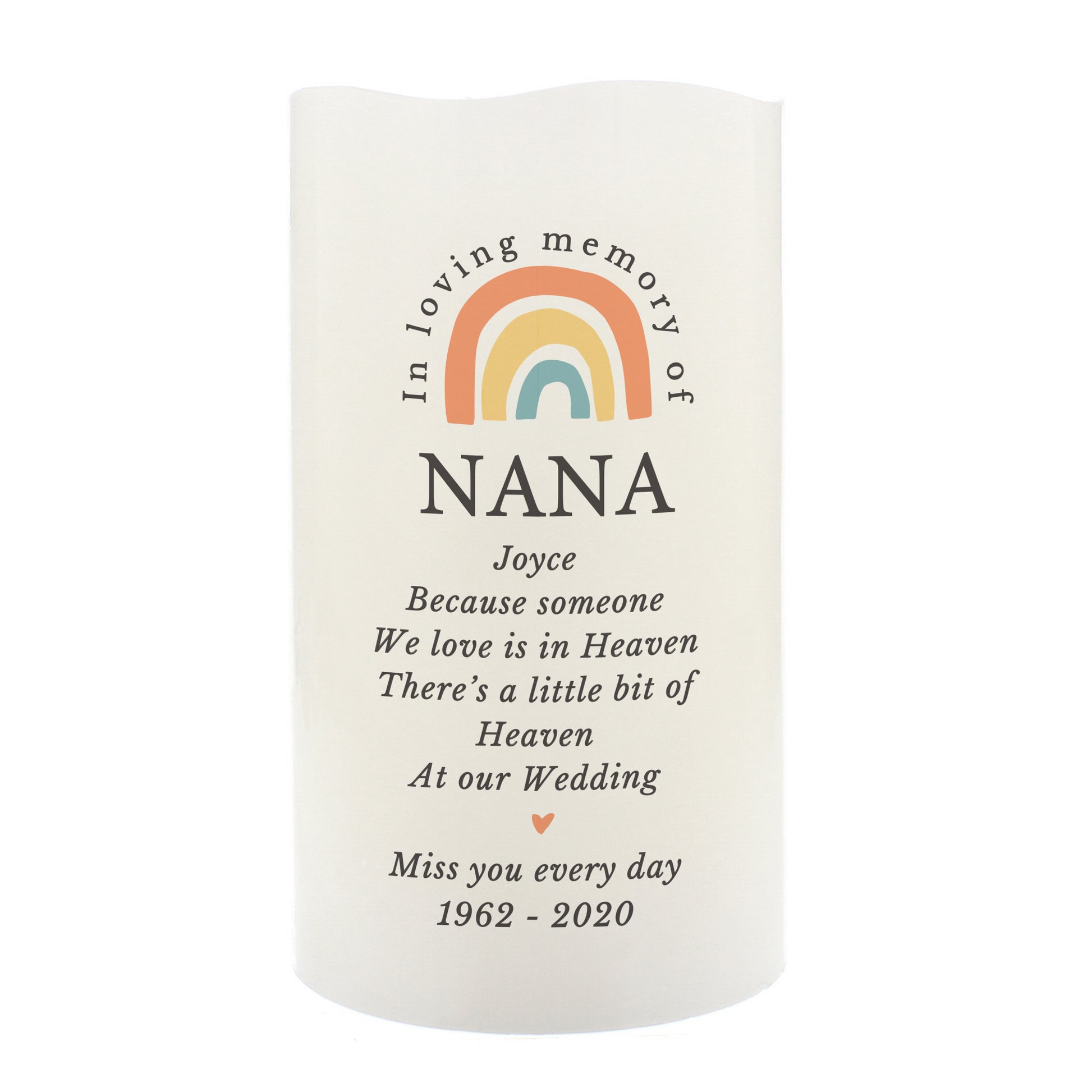 Personalised In Loving Memory Rainbow LED candle - image 2