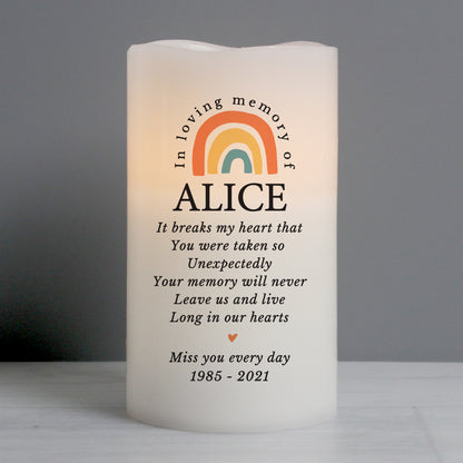 Personalised In Loving Memory Rainbow LED candle - image 3