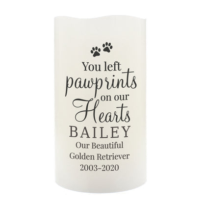 Personalised Pawprints On Our Hearts LED Candle - image 2