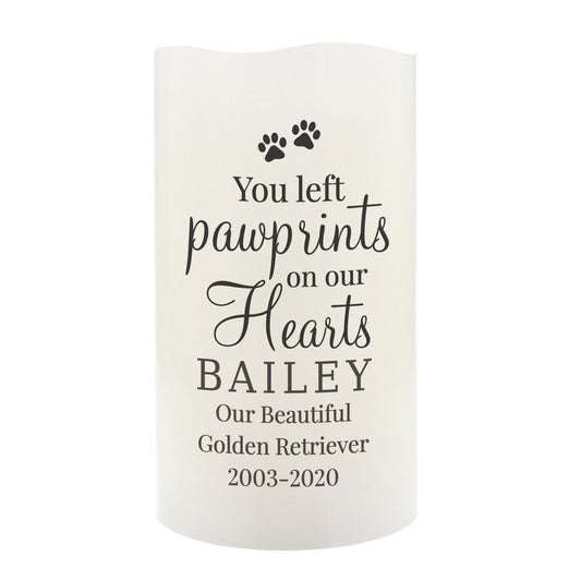 Personalised Pawprints On Our Hearts LED Candle - image 2
