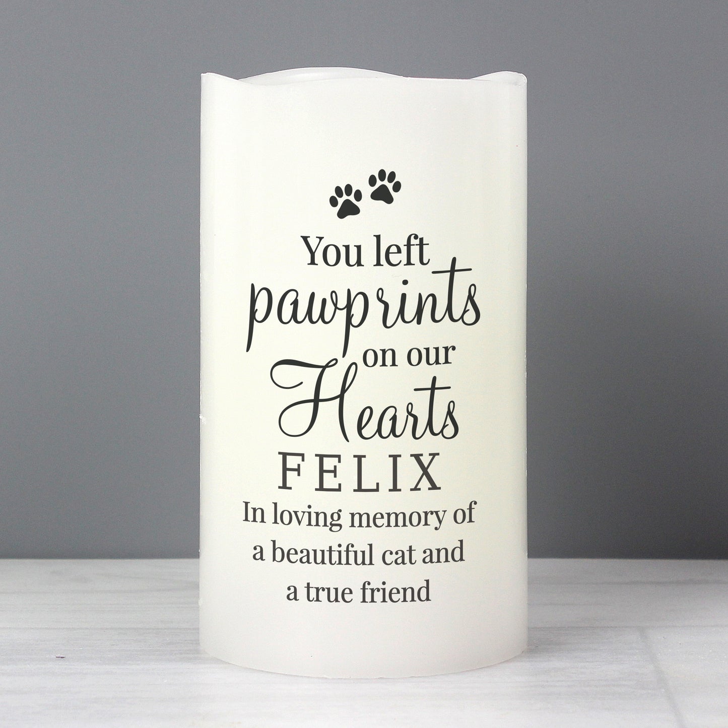 Personalised Pawprints On Our Hearts LED Candle - image 3