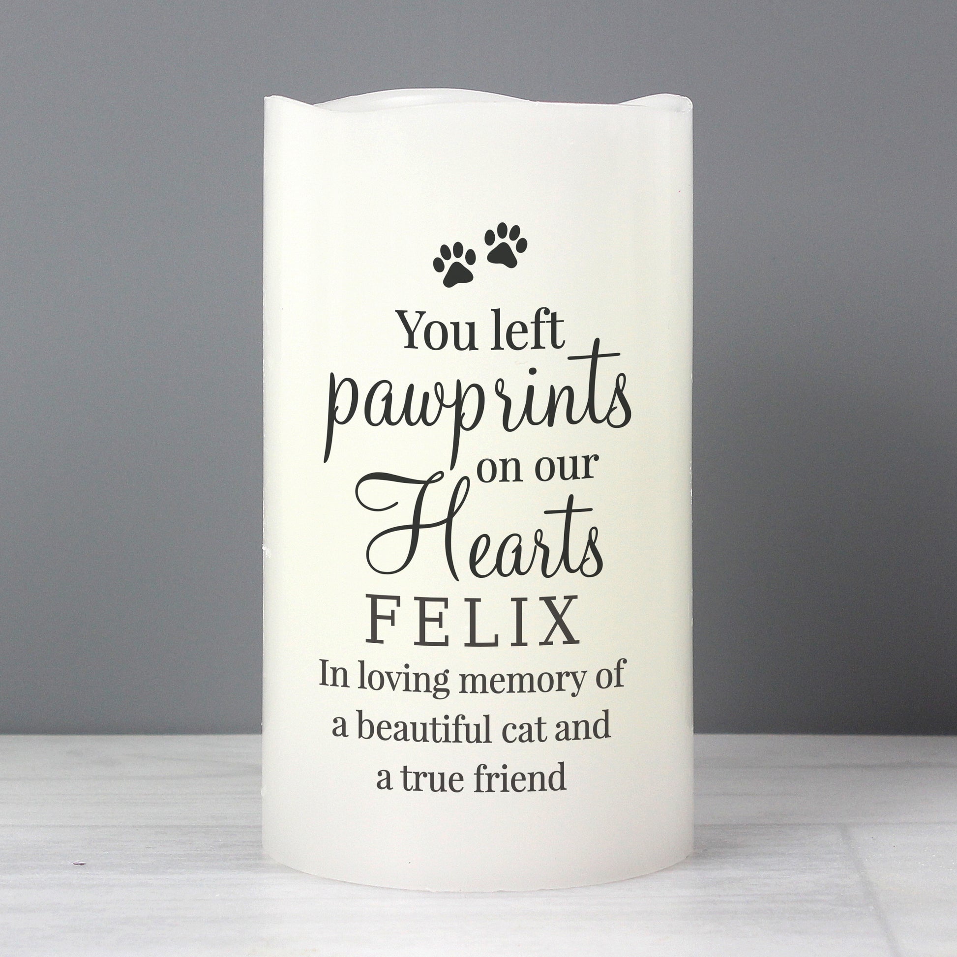 Personalised Pawprints On Our Hearts LED Candle - image 3