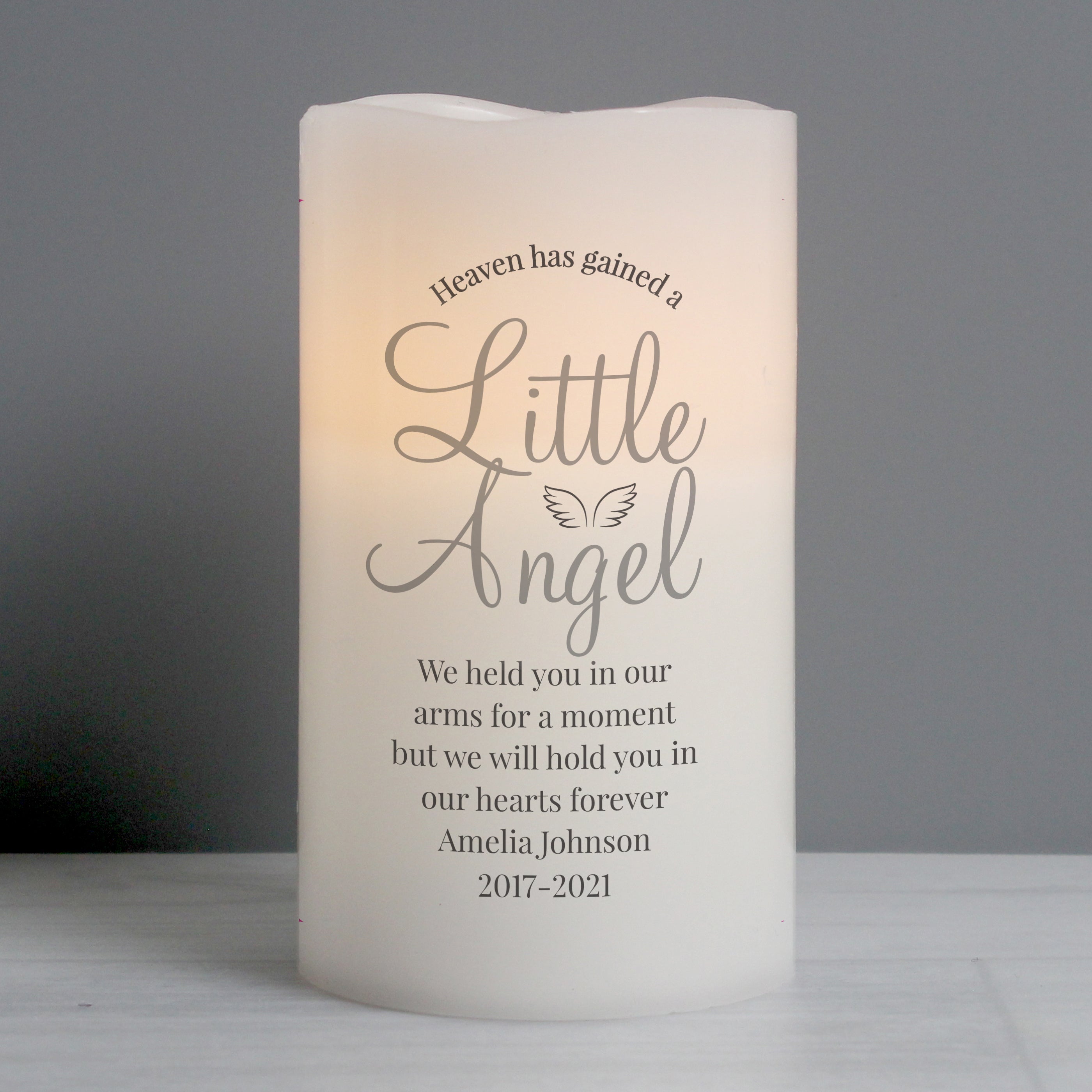 Personalised Little Angel LED Candle from Heartfelt Gifts