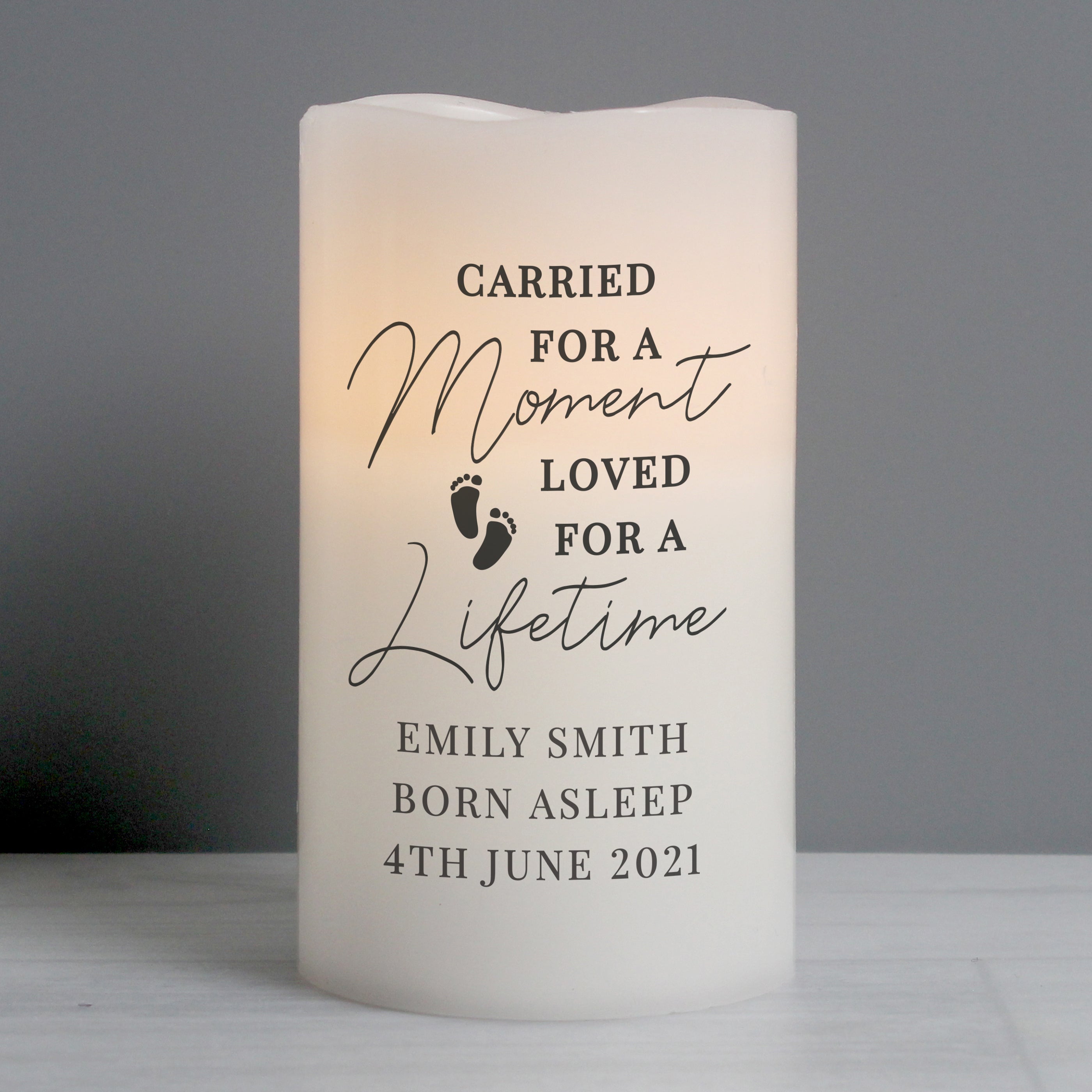 Personalised Carried For A Moment Led Candle from Heartfelt Gifts
