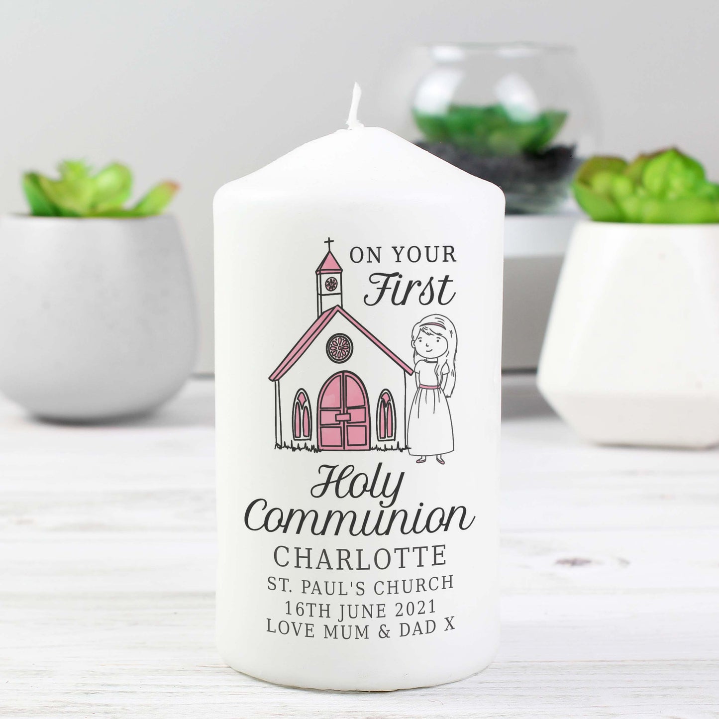 Personalised Girls First Holy Communion Pillar Candle from Heartfelt Gifts