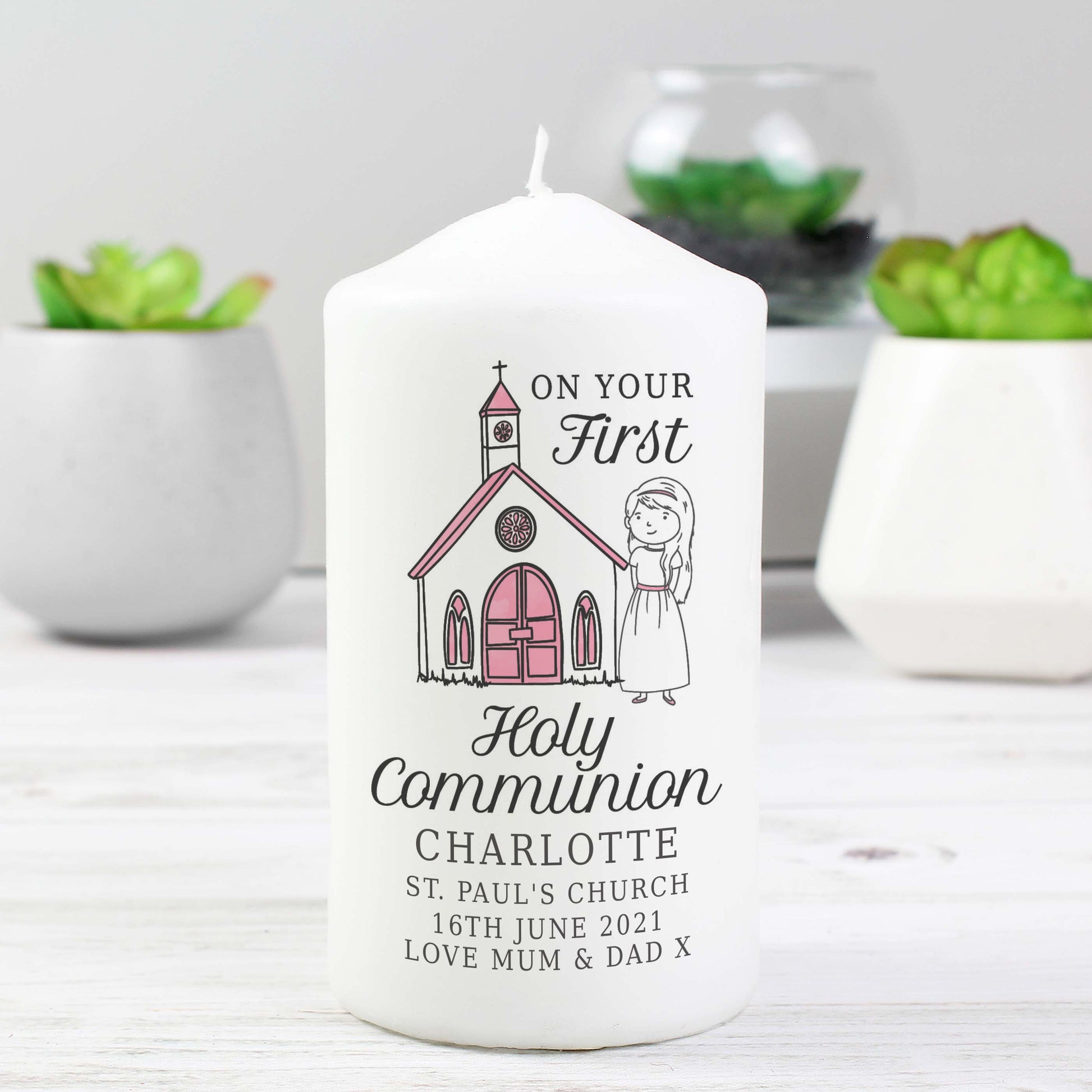 Personalised Girls First Holy Communion Pillar Candle from Heartfelt Gifts