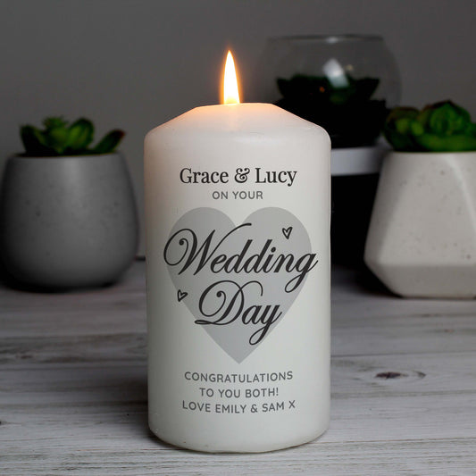 Personalised On Your Wedding Day Pillar Candle from Heartfelt Gifts