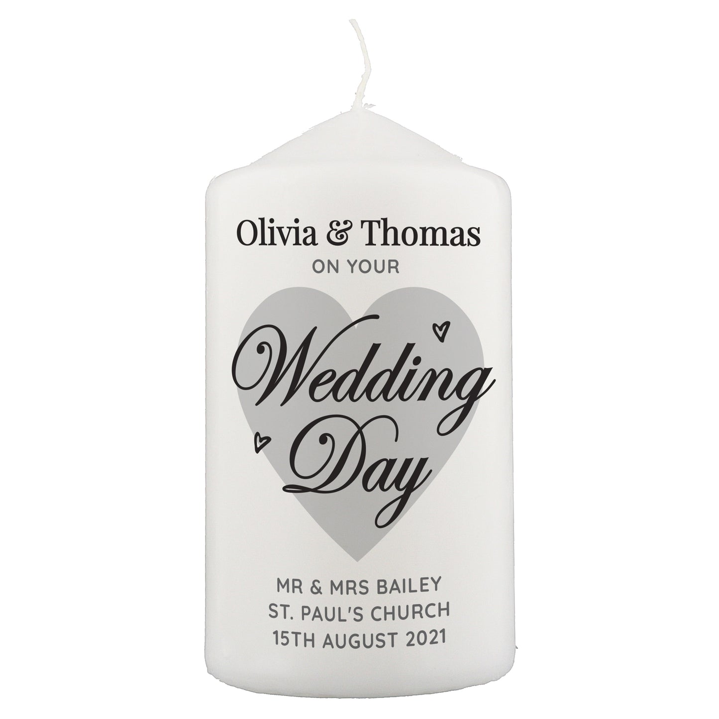 Personalised On Your Wedding Day Pillar Candle - image 2