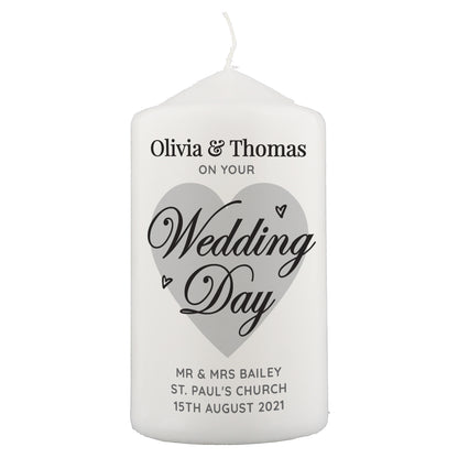 Personalised On Your Wedding Day Pillar Candle - image 2