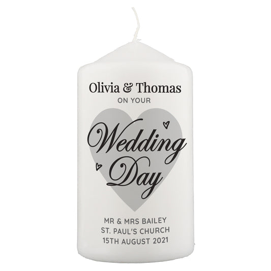 Personalised On Your Wedding Day Pillar Candle - image 2