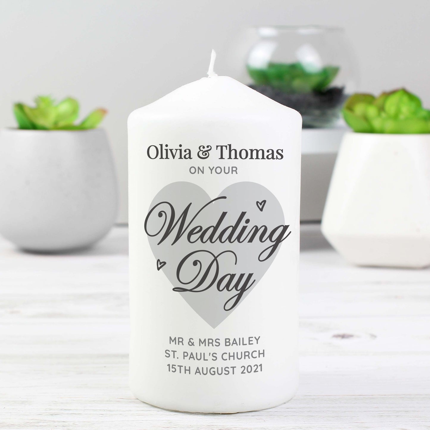 Personalised On Your Wedding Day Pillar Candle - image 3