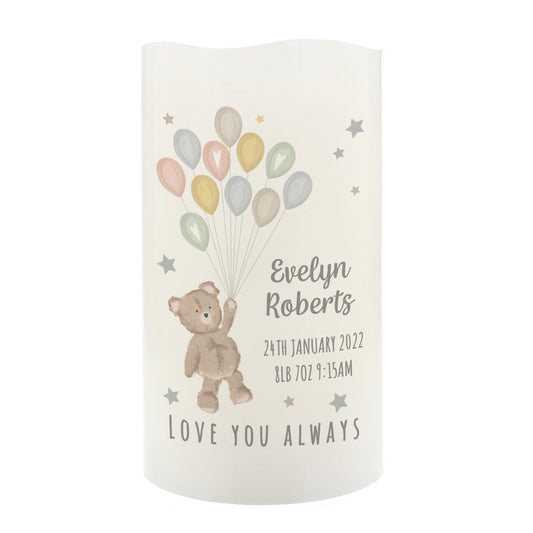 Personalised Teddy & Balloons Nightlight LED Candle - image 2