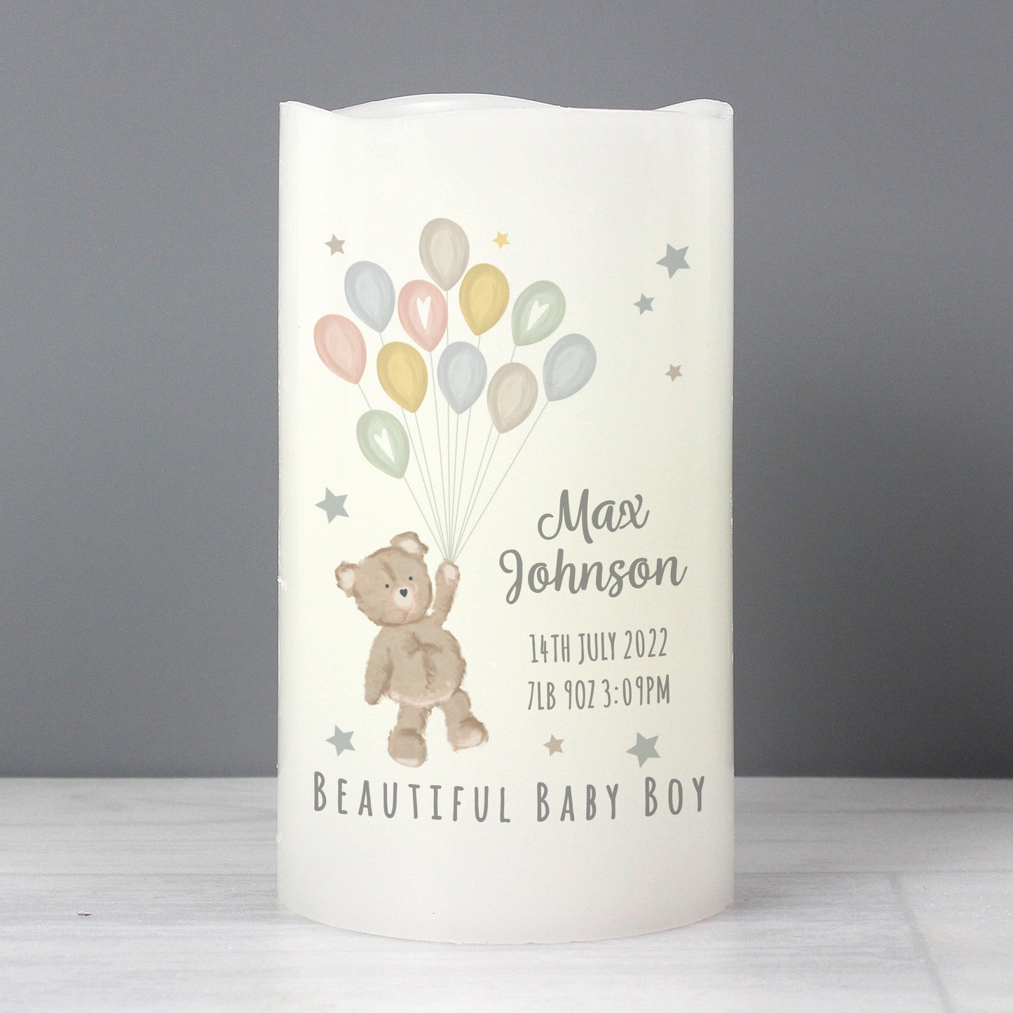Personalised Teddy & Balloons Nightlight LED Candle - image 3