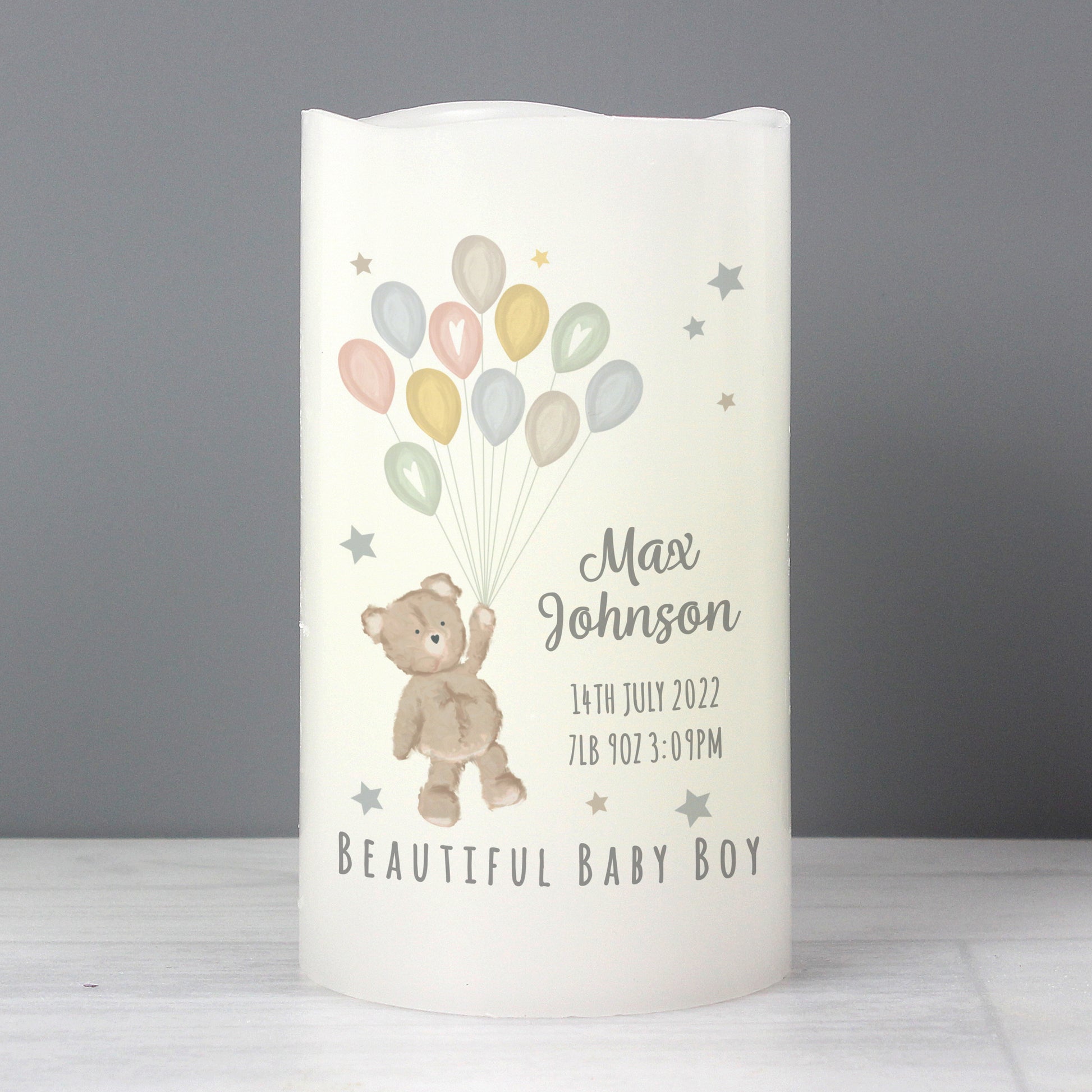 Personalised Teddy & Balloons Nightlight LED Candle - image 3