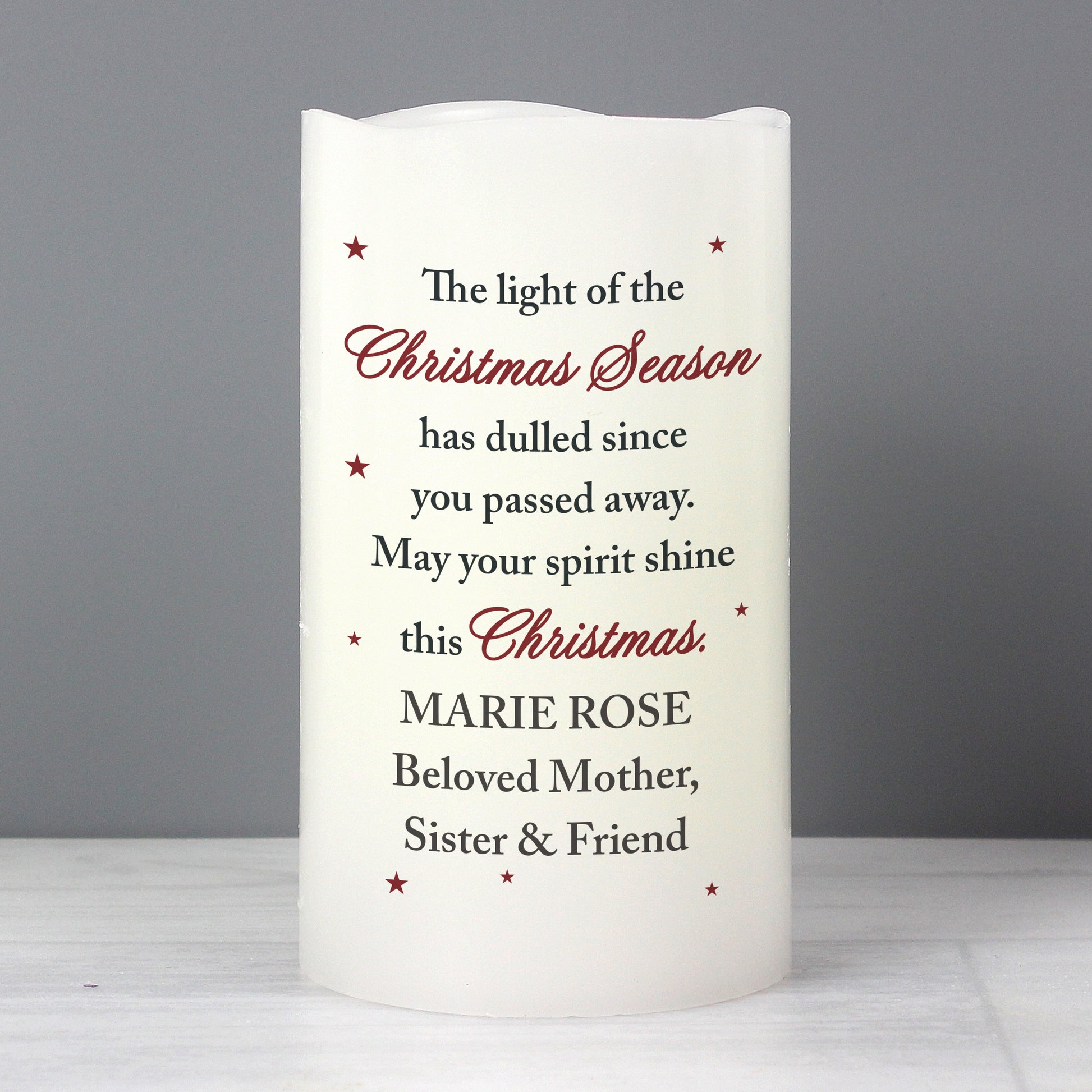 Personalised Christmas Season Memorial LED Candle - image 2