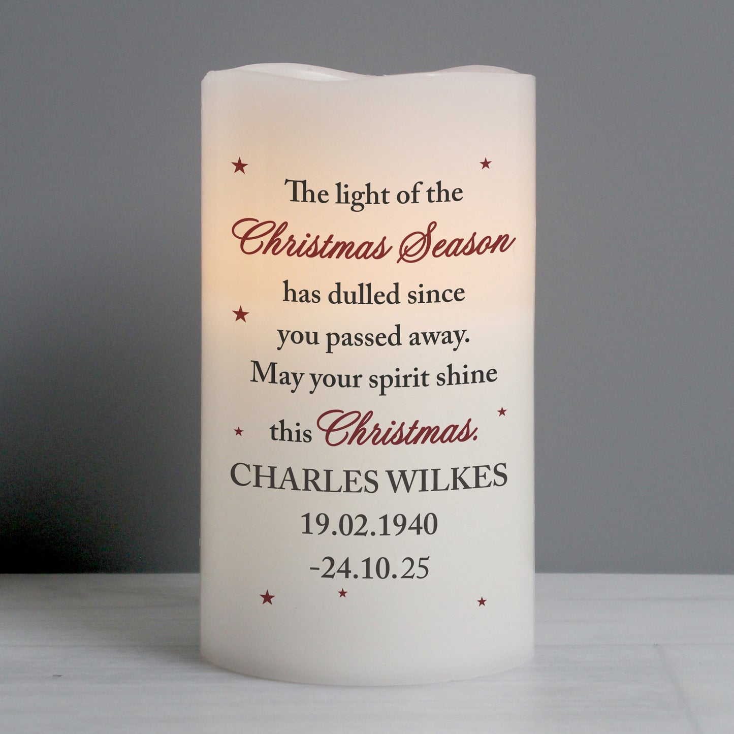 Personalised Christmas Season Memorial LED Candle - image 3