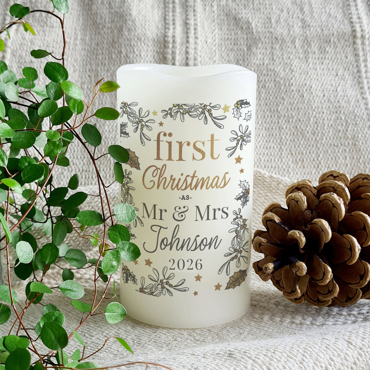 Personalised First Christmas LED Candle from Heartfelt Gifts
